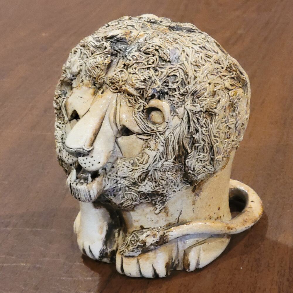 Vintage  Natalie Surving Ceramic Lion Head Sculpture @1979 - Picture 5 of 12